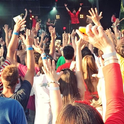 Miniatura 7 de Ouchan Pulseras de plástico blanco paquete de 100 pulseras de vinilo para eventos club música reuniones festivales