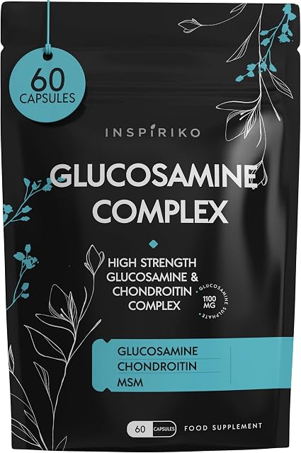 Glucosamine and Chondroitin High Strength Complex - 8-in-1 Joint Care Supplements with MSM, VIT C & More. Comprehensive Glucosamine Complex for Joint, Muscle & Bone Support by Inspiriko, 60 Capsules