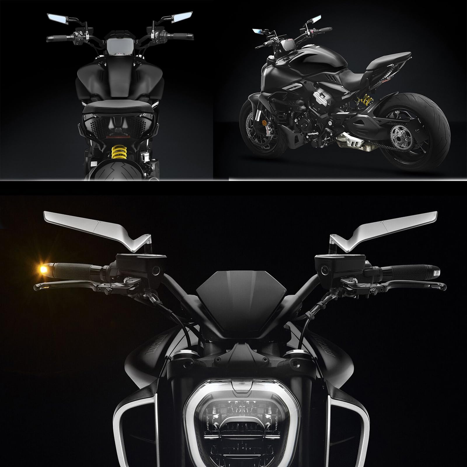 Amazon | LEDISHUN バイク用ミラー 翼型「ステルス」ドゥカティDiavel