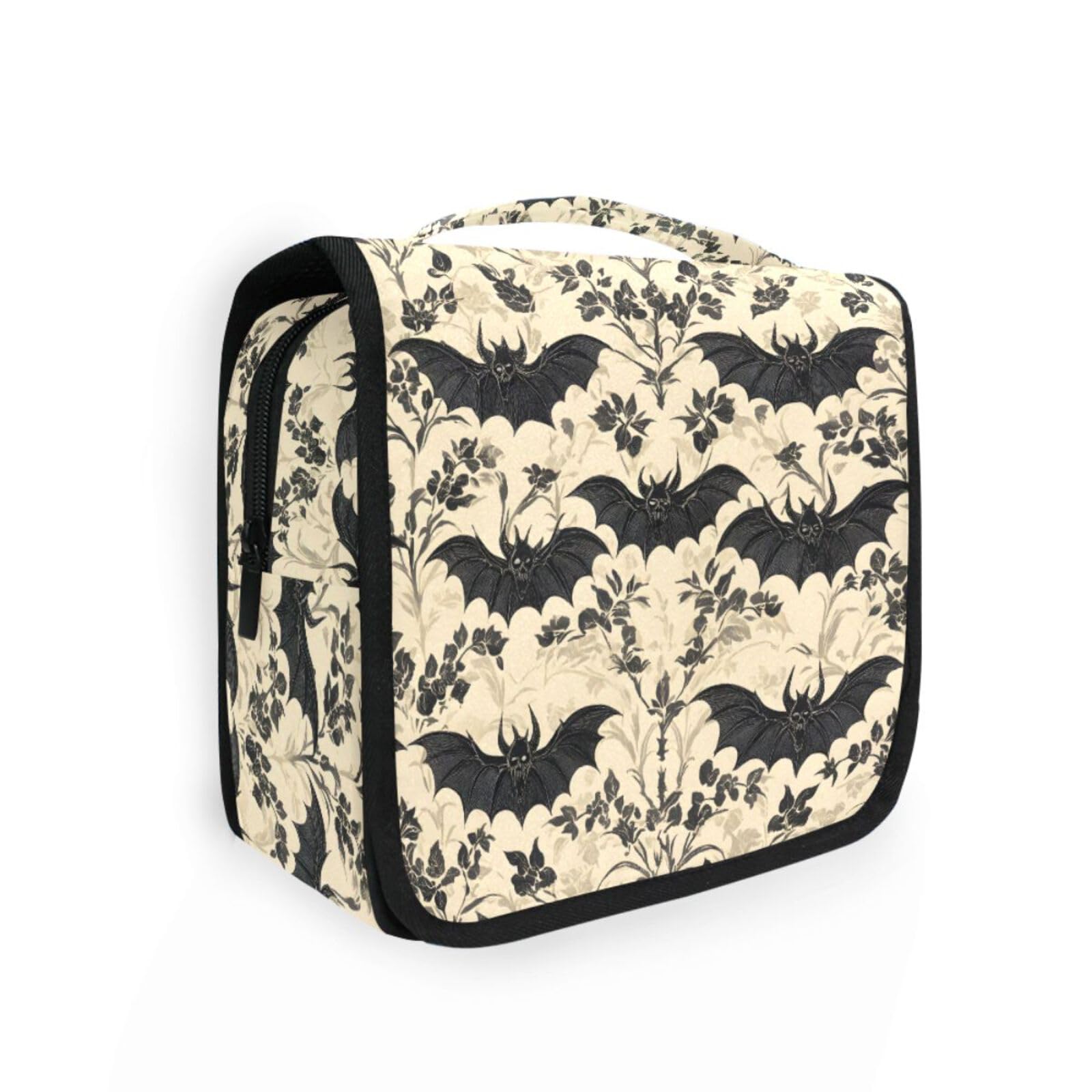 MNSRUU Hanging Toiletry Bag Bats and Flowers Vintage Travel Makeup bag for Toiletries Portable Travel Toiletry Organizer Cosmetic Bags with Hanging