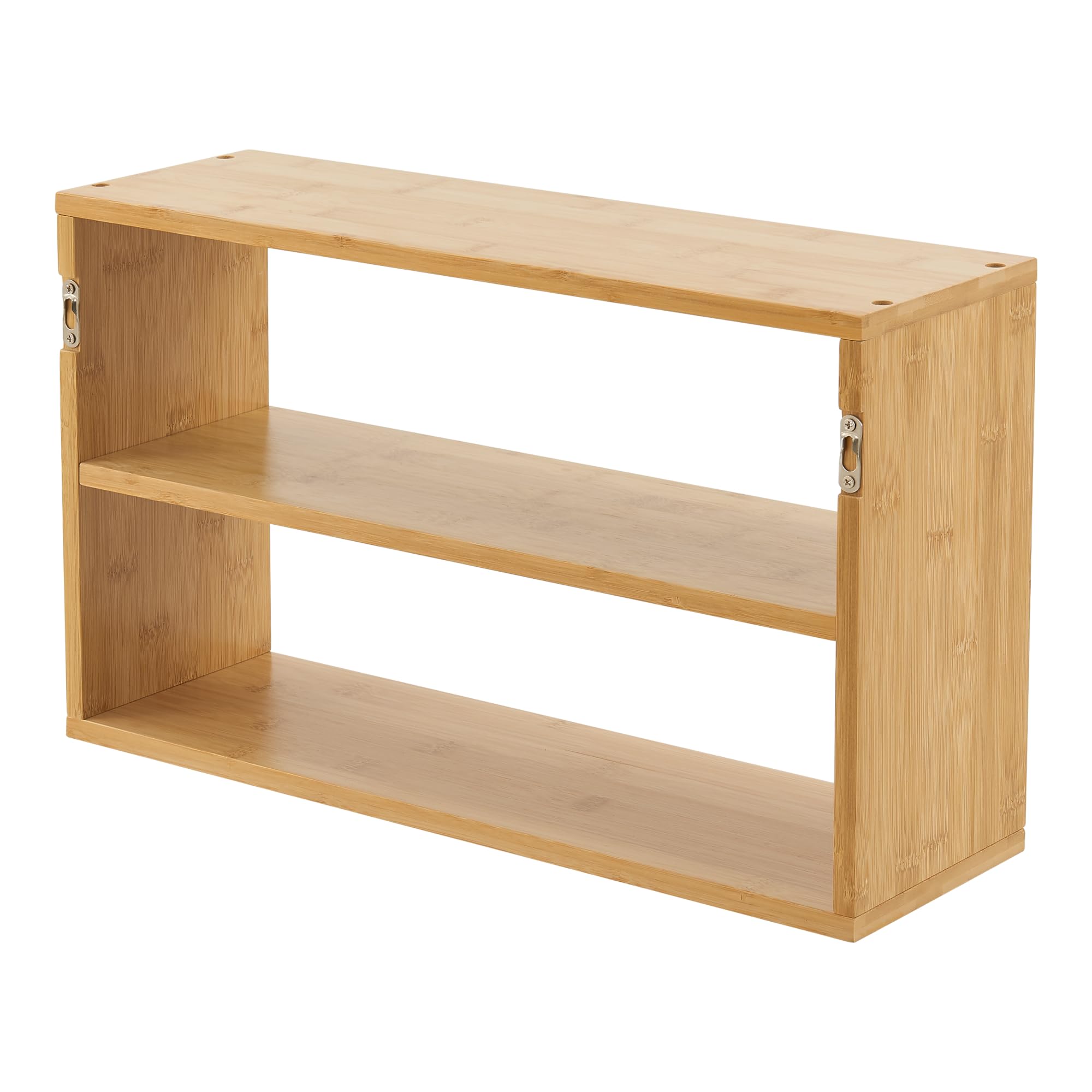 [en.casa] Scaffale da Parete Libreria Sospesa Scaffale Pensile con 2 Scomparti Mensola Rettangolare da Muro in Bambù 50 x 15 x 30 cm Naturale