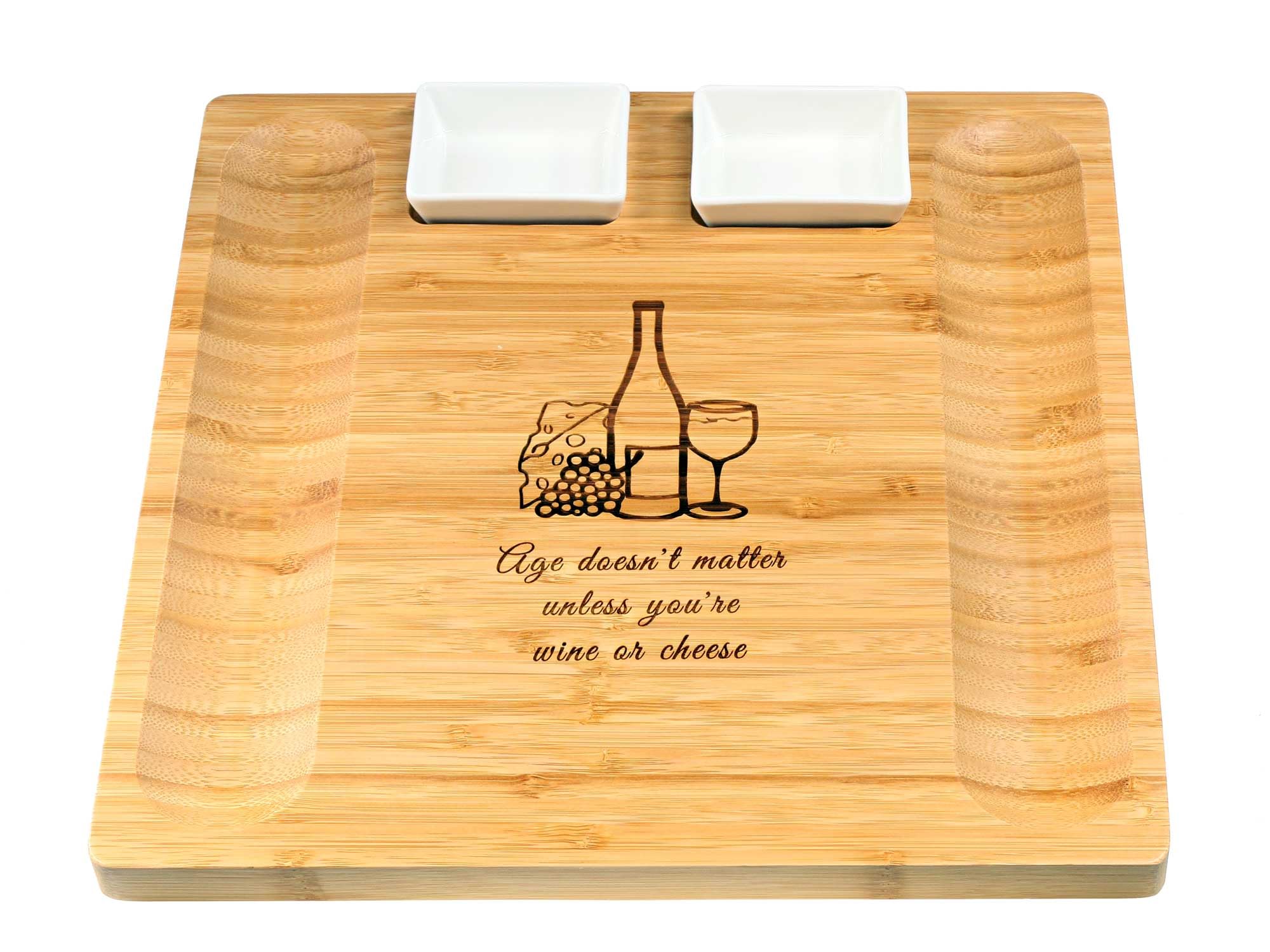 Cathcart Elliot Personalised Large 33Cm X 33Cm Bamboo Server Cheese Charcuterie Platter With Dishes