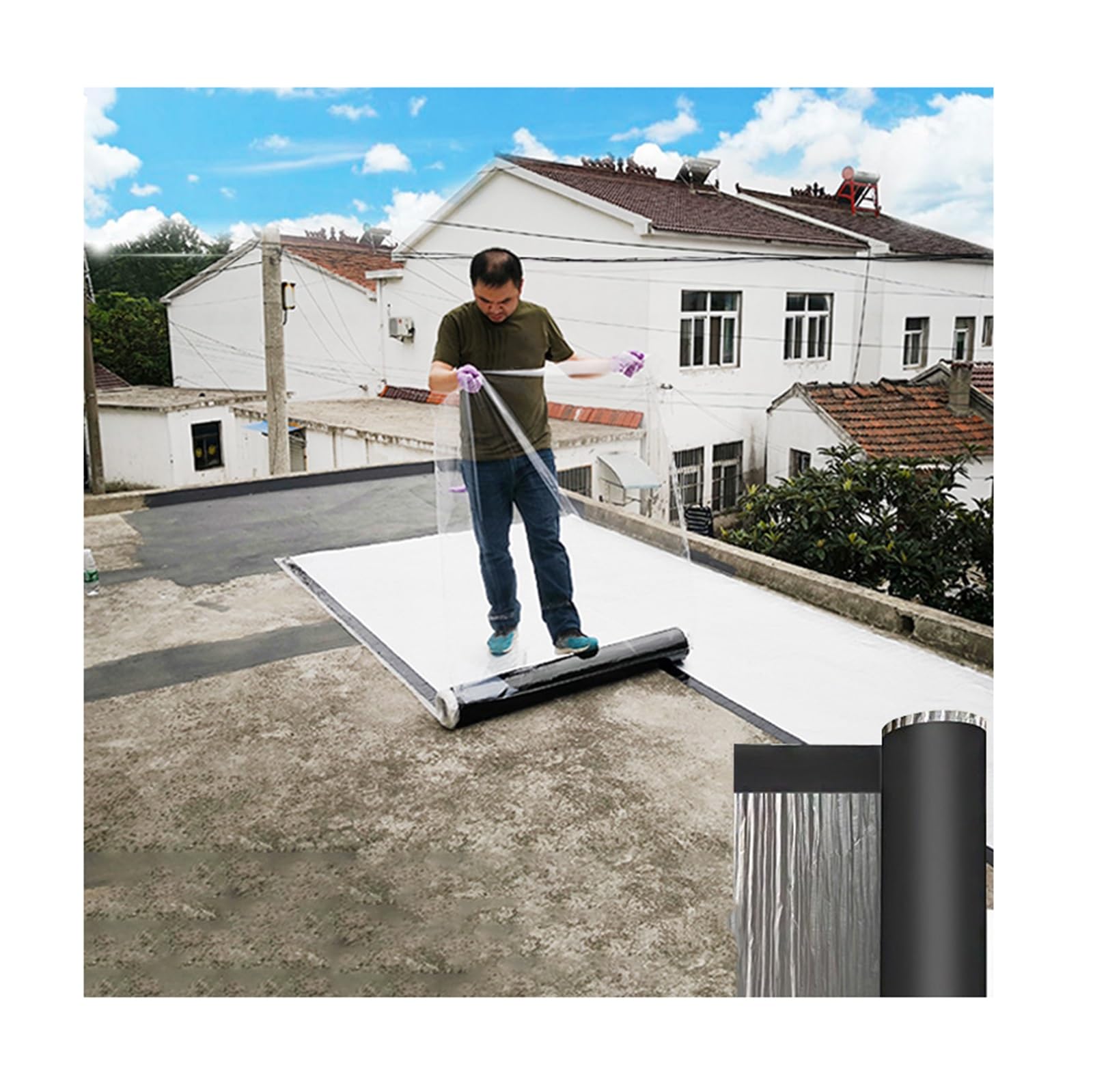 ASDQWER Flashing Tape for Roofs，Bitumen Waterproofing Membrane RollSynthetic Waterproof Roof Underlayment ，for Roof Leaks, Surface Cracks, Window sill Gaps, Pipe Rupture(THK1.2mm/W1*L6m)