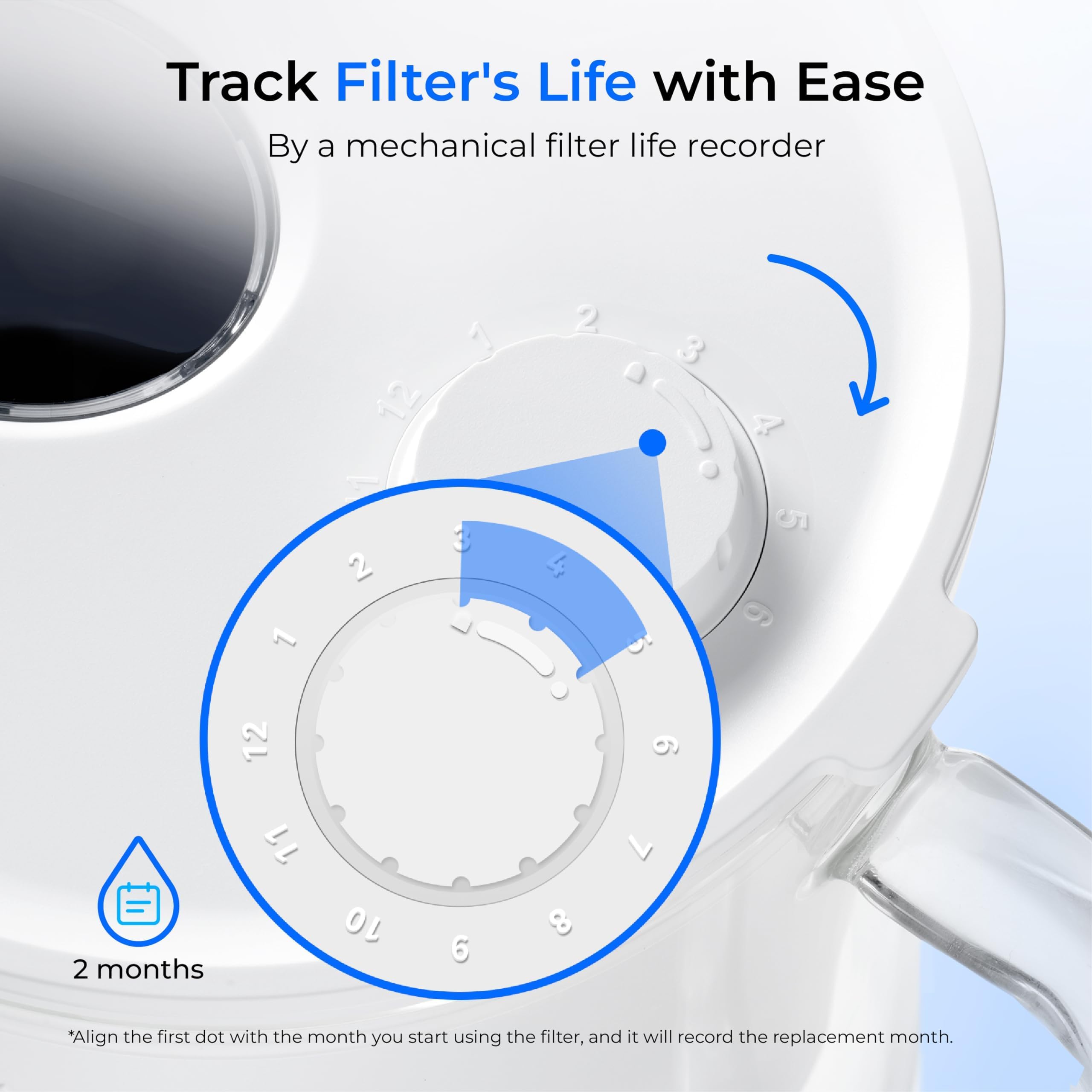Waterdrop PT-72W 𝐆𝐥𝐚𝐬 Wasserfilterkanne, 2,5L, 2-Month NSF-Zertifiziert