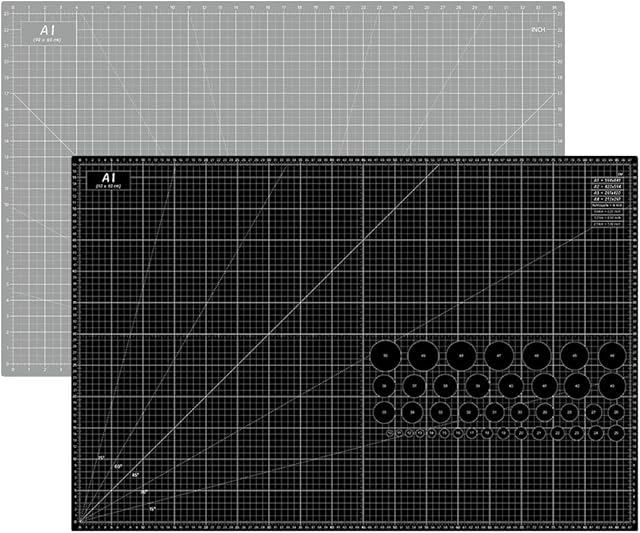 Headley Tools Durable Double-Sided Self Healing Cutting Mat - Property Help Mat Re-Heal Itself;Made of Durable 5-Ply Material .Rotary Mat Size: 24 x 36 inches (A1).Grey/Black