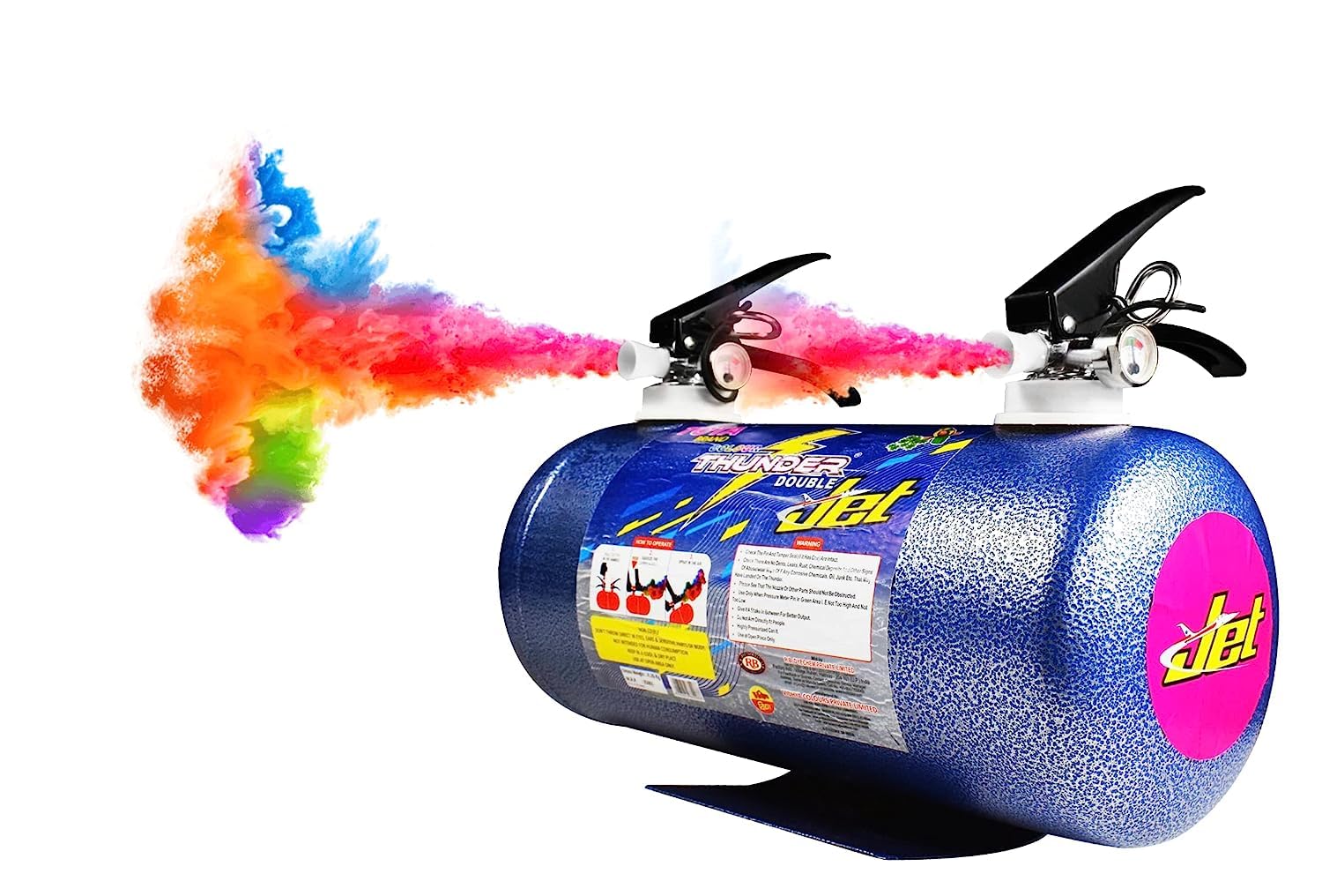 Thunder Double Jet Holi Colour Cloud Gadget-Two Colors One Time Use Holi Cylinder - 4.5 Kg for Photoshoots, Gender Reveal and house warming party (Orange+Red)