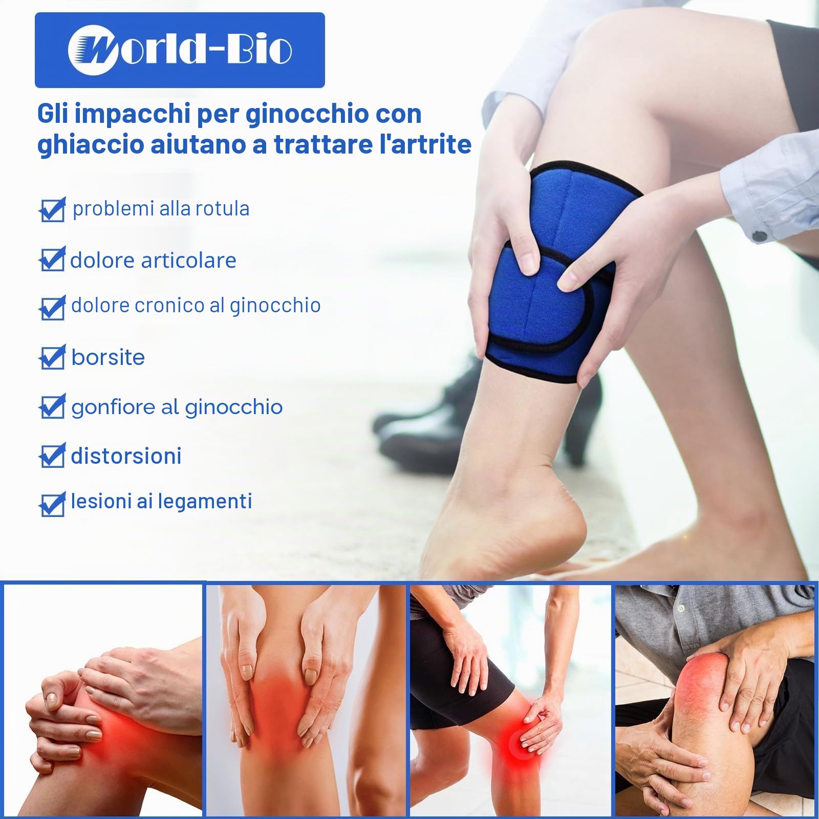 Ghiaccio Gel Riutilizzabile,Cuscinetti Terapia Caldo/Freddo,Ghiaccio Gel Caldo Freddo,Impacco di Ghiaccio per Impacchi Al Ginocchio, 8 "x 5,5"