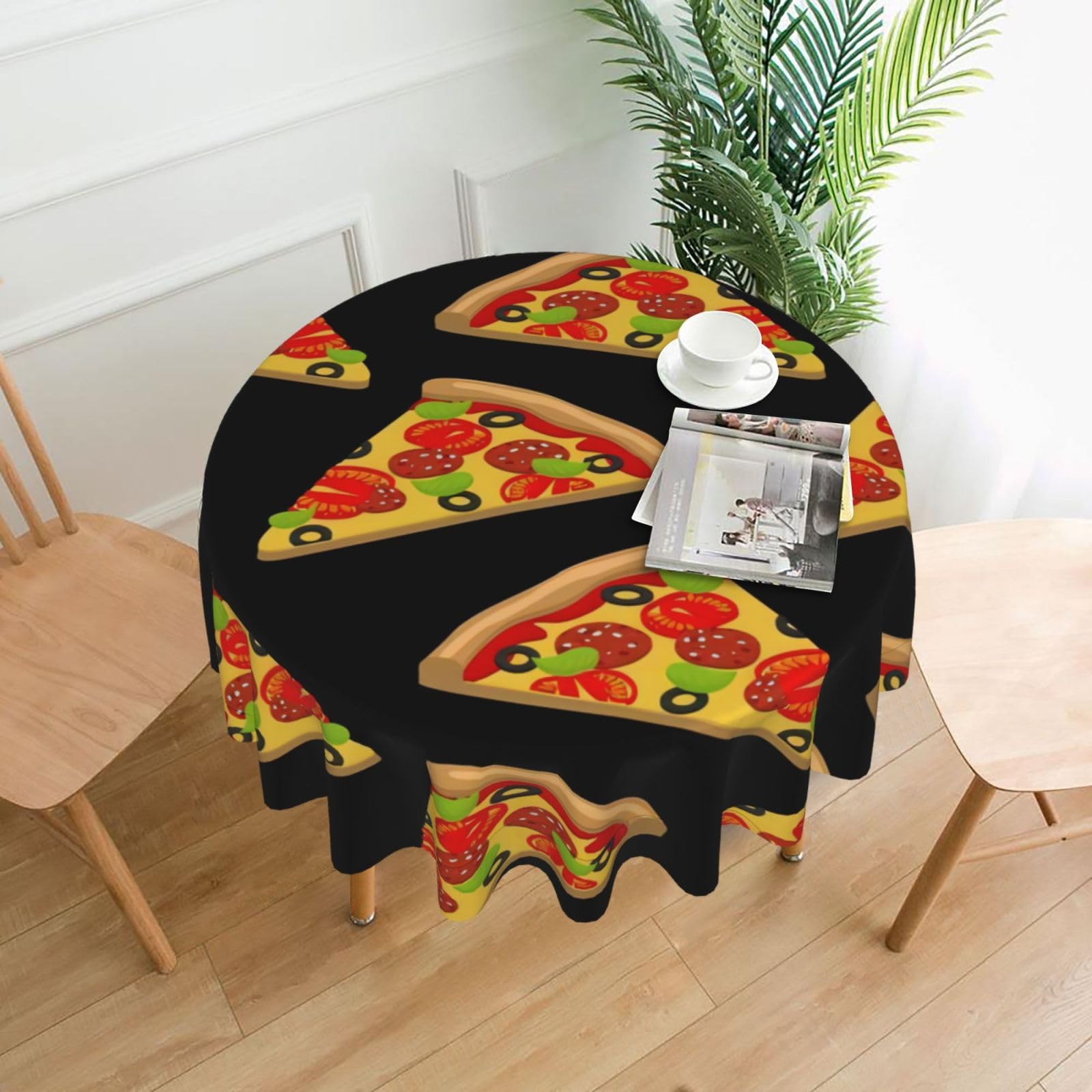 YYHHAOFA tasty pizza Prints 60in Round Decorative Tablecloth – High-Grade Polyester Throw Cover for Dining, Parties, and Outdoor Events