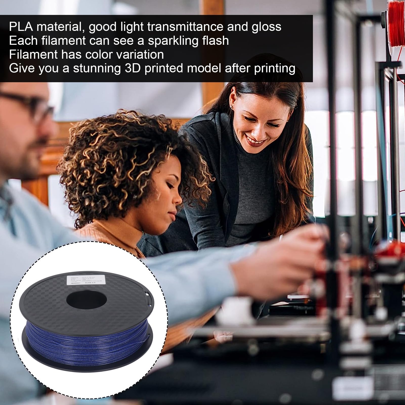 Filament do drukarki 3D 1,75 mm błyszczący niebieski jedwab PLA mocne gładkie błyszczące materiały eksploatacyjne dla entuzjastów i profesjonalistów druku 3D