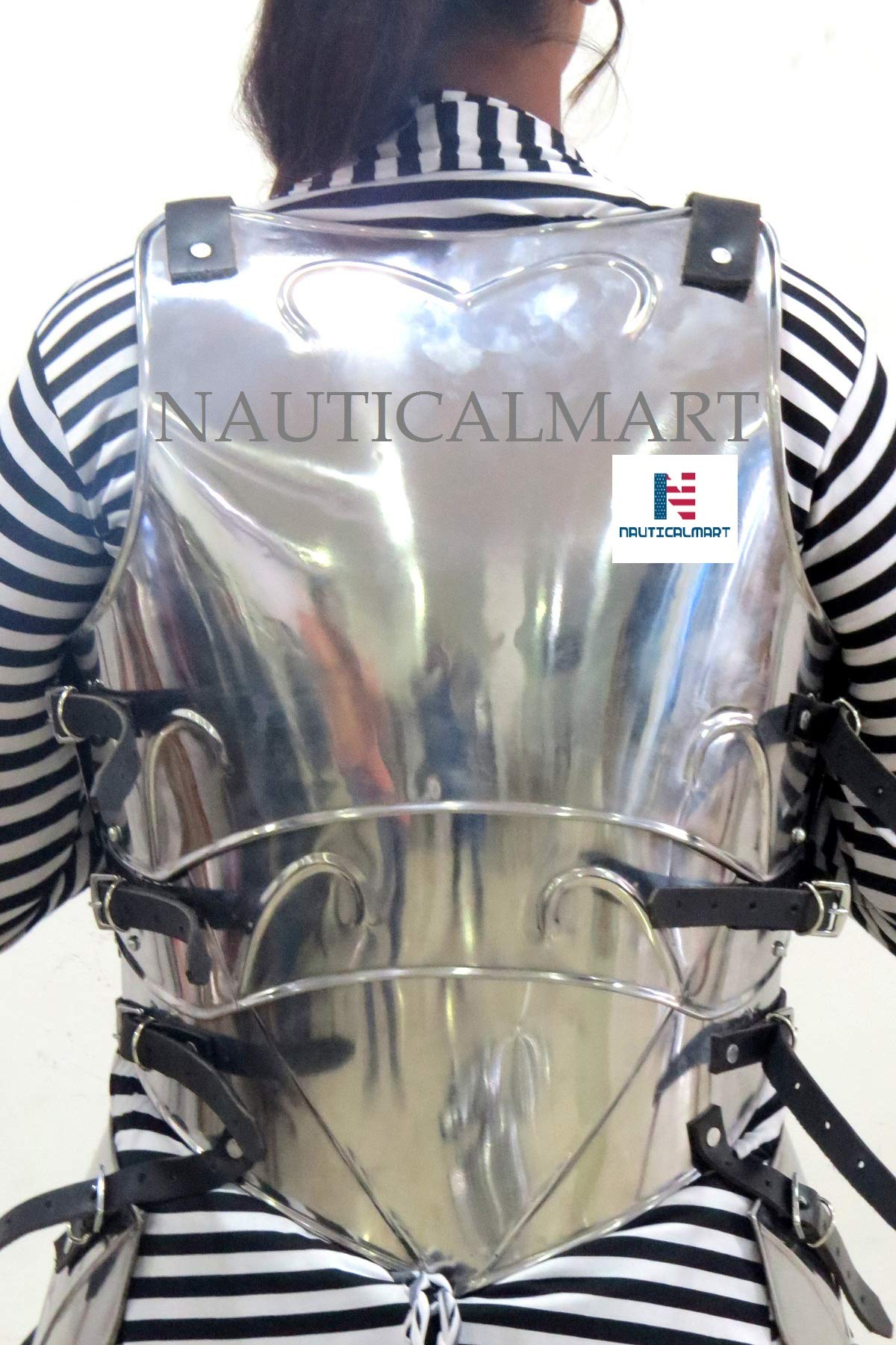 Lady LARP Fantasy Armor Set Breastplate Front & Back Plate Women's Medieval Warrior Costume Silver