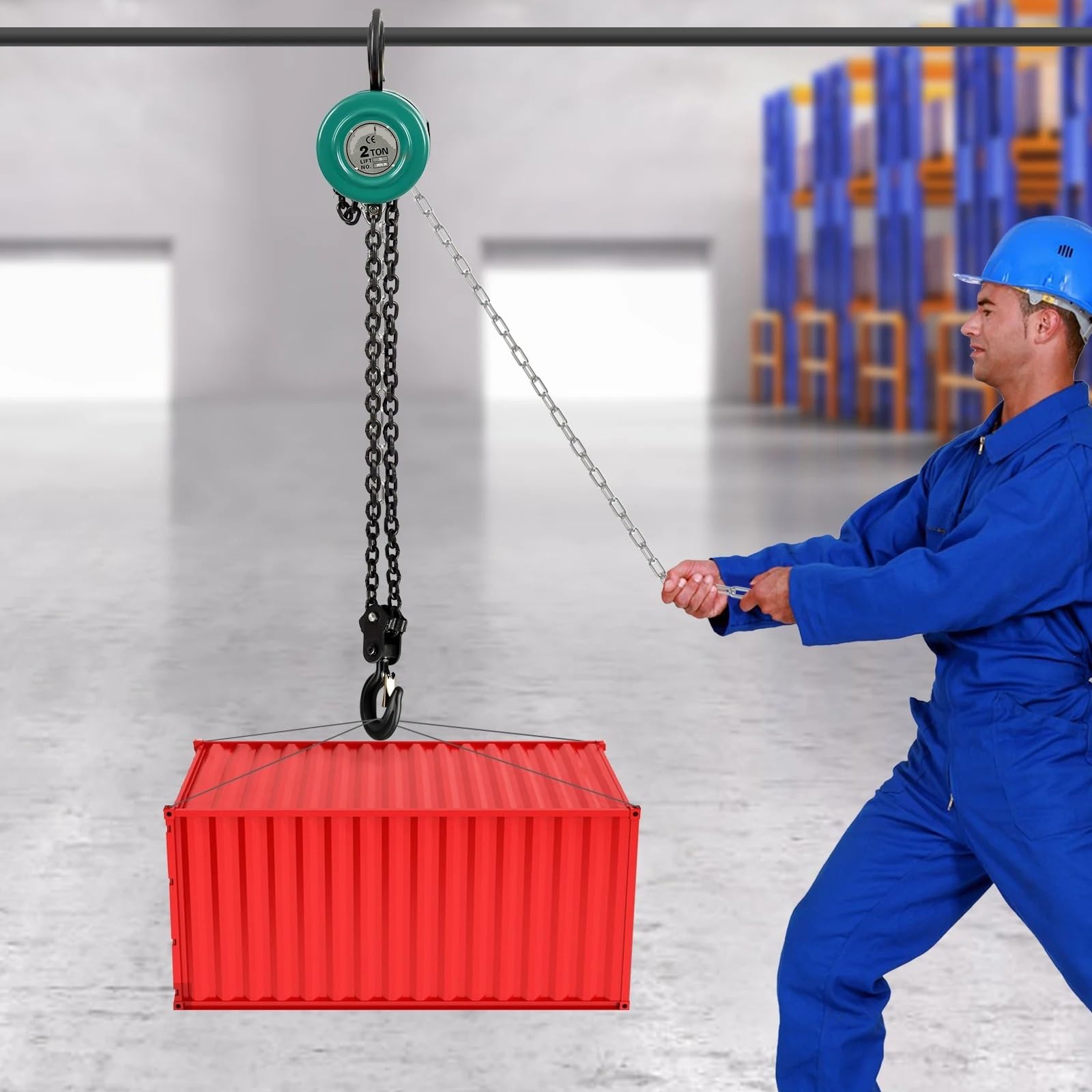 Elektrischer Hebezeug-Stützarm 3 m 2T Handkettenzug, manueller Hub, Manganstahl, 360°-Hakenhubhöhe für den Fabrik- und Garagenbau(Green)