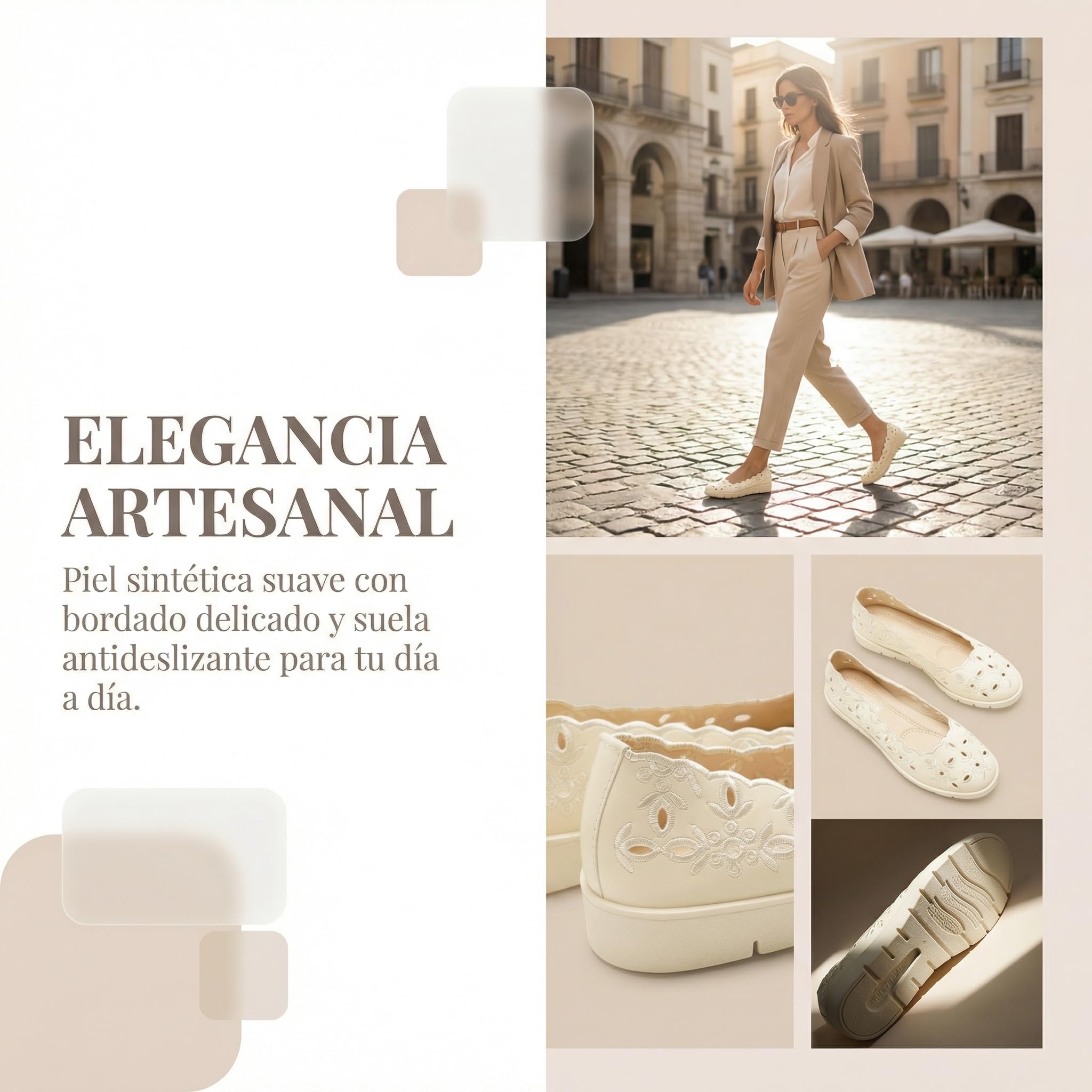 GLAMORA Bailarinas Caladas Mujer Manoletinas Zapatos Planos Mujer Puntera Redonda Zapatos Cómodos Transpirables Primavera Verano Ligero Flexible Suela Gruesa