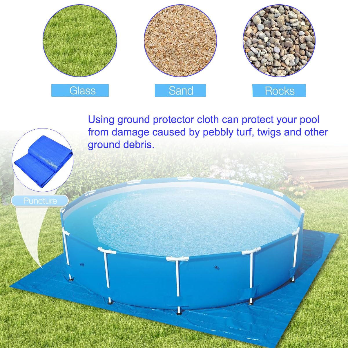 Tapis De Protection Pour Piscine Hors-sol - Tissu Polyester - Plusieurs Tailles (ex: 200x300cm) - Anti-déchirure, Facile à Plier