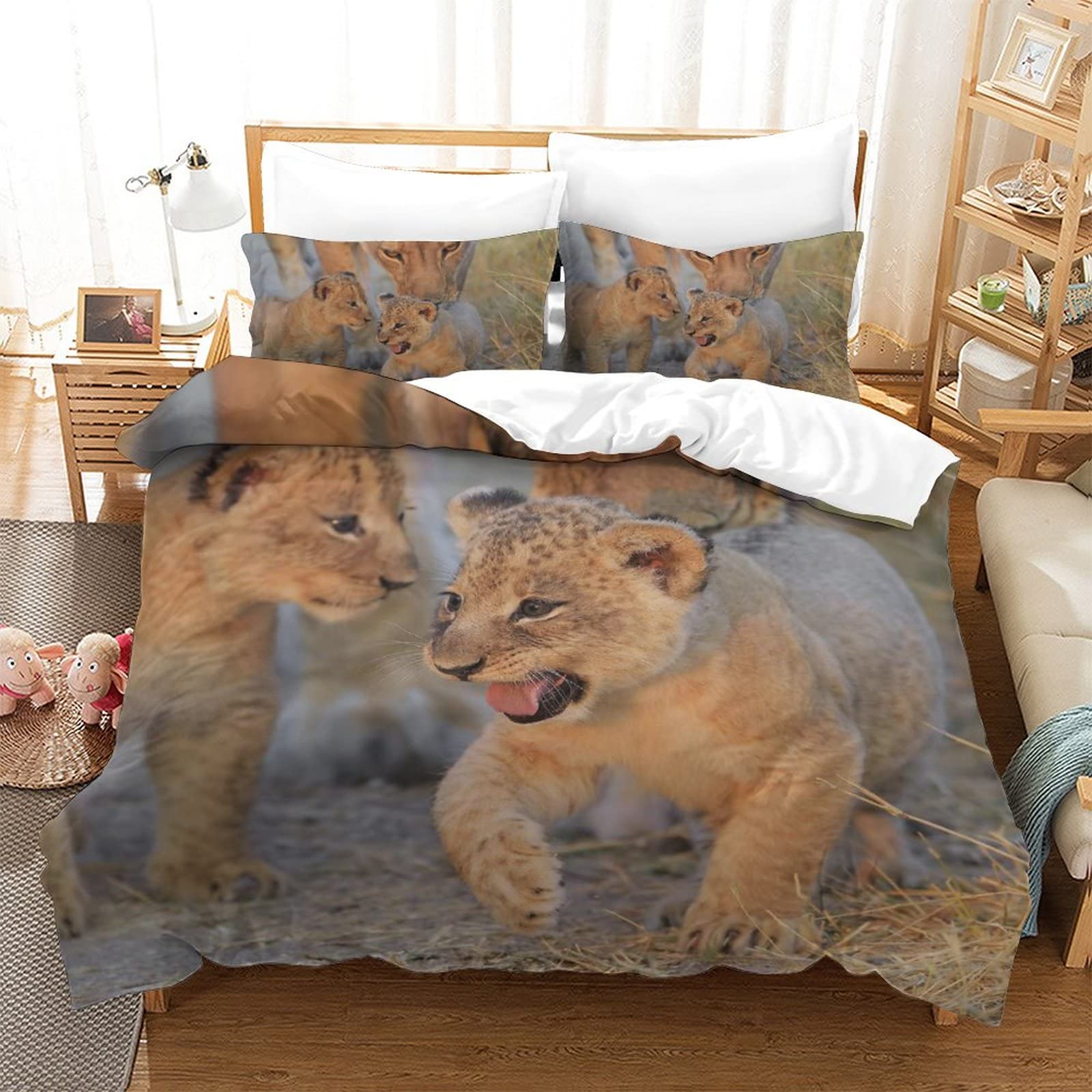 Housse de couette lion en impression 3D haute définition et finitions haut de gamme