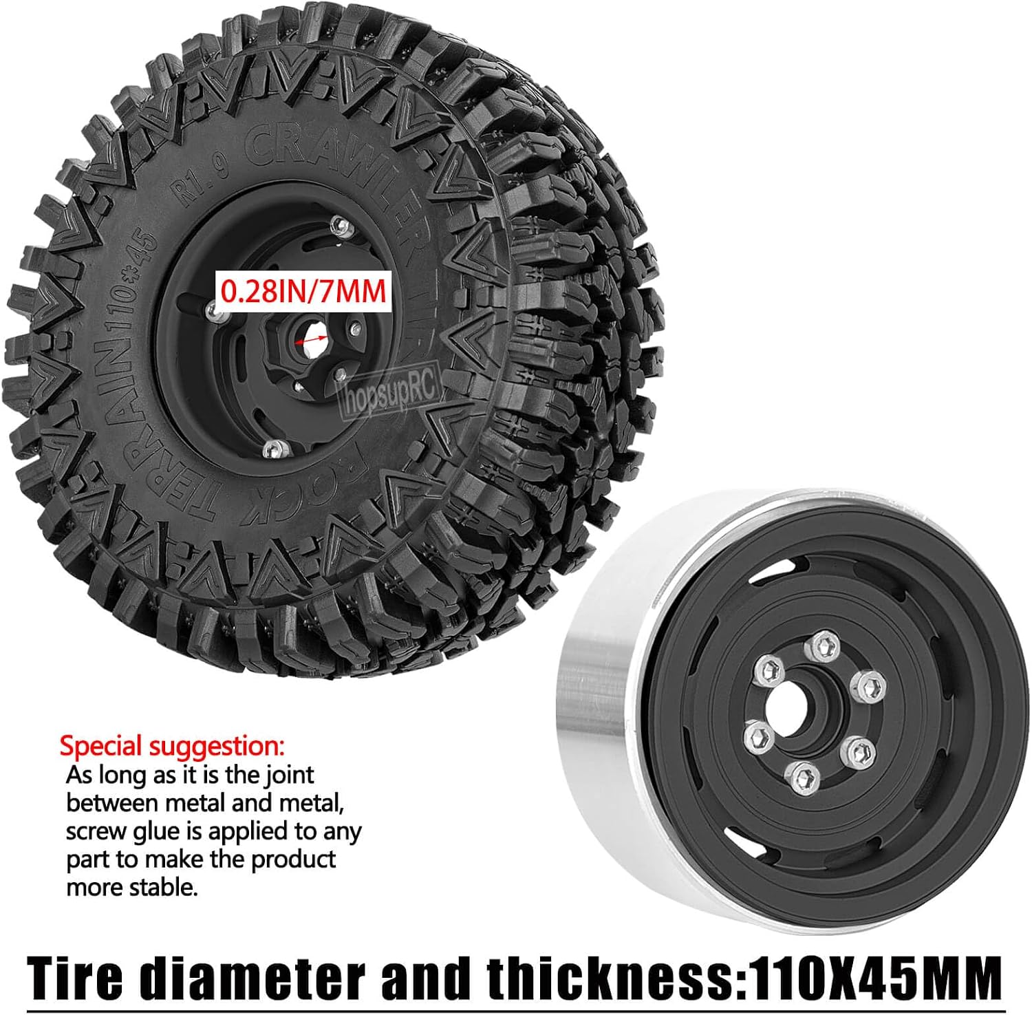 (4PCS) Aluminum 1.9 Beadlock Wheel Rims Heavy Duty for 1/10 SCX10 SCX10 II SCX10 III TRX4 D90 90046.Wheels Rim 1.9inch Beadlock Tires Wheel Hub Rim,Black
