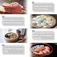 Vista 3 de 400 piezas de pequeños liners para vaporera de bambú, papel antiadherente mini para bollos al vapor y dumplings (10 cm)