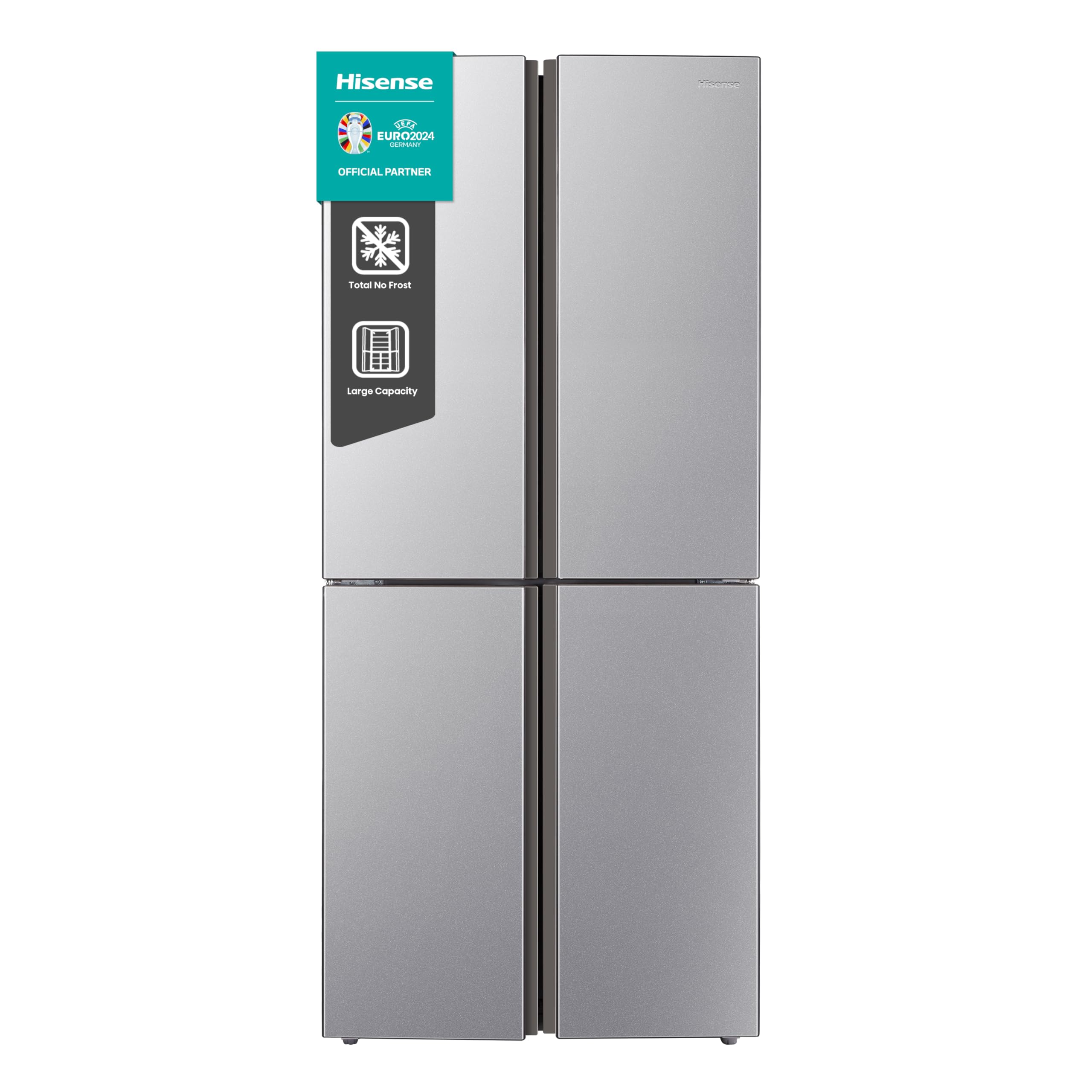 Hisense MQ79426SE Frigorifero Americano Quattro Porte, Grande capacità 427 litri, Finitura Argento, Total No Frost, Classe E, Illuminazione LED, Sistema Multi Air Flow, Holiday mode Classe E 427 litri Inox