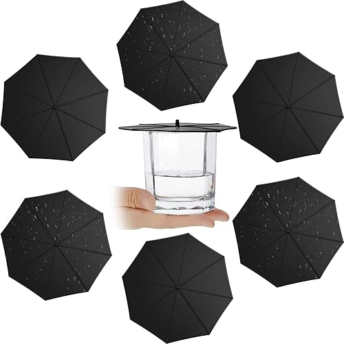 Patelai Juego de 6 fundas de silicona para tazas de 4.13 pulgadas, flexibles para paraguas, tapas para tazas de café, tazas de café, tapas Negro