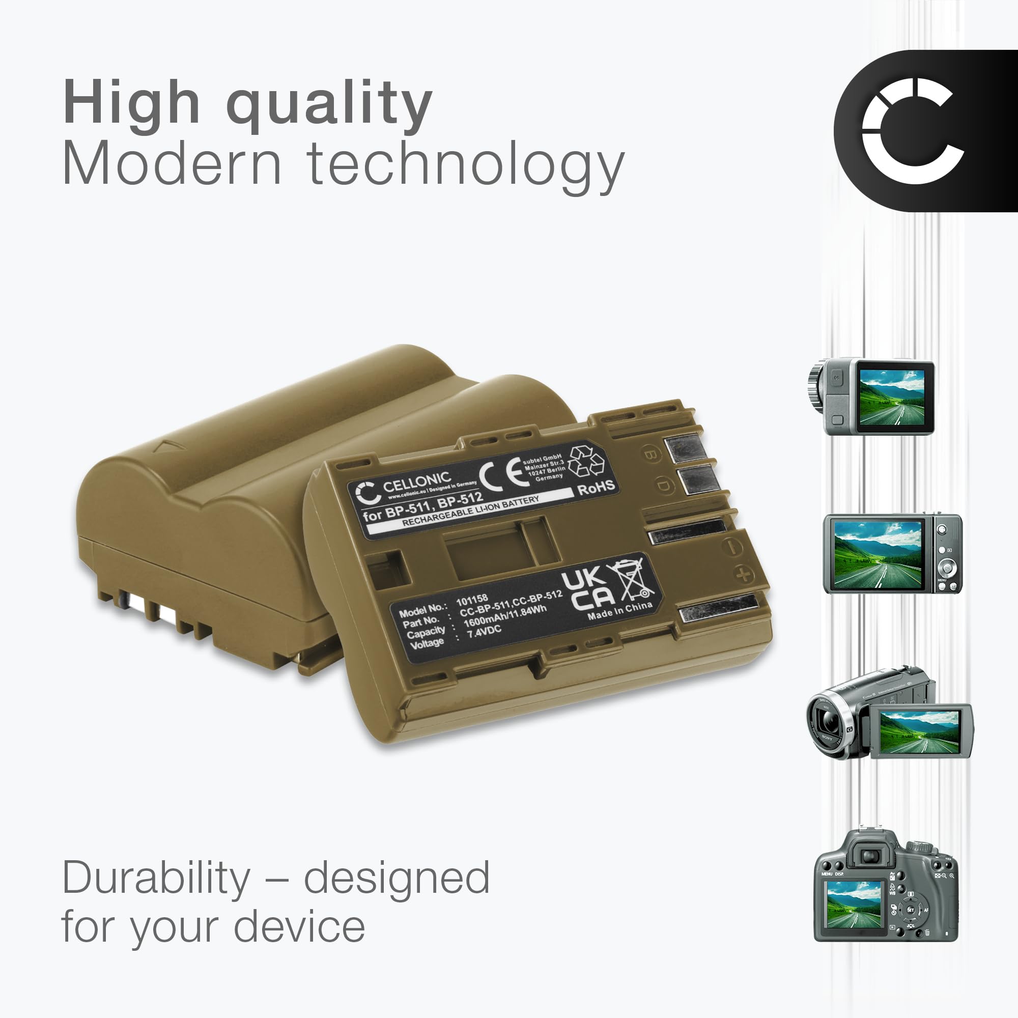CELLONIC 2X Akku kompatibel mit Canon PowerShot G5, G2, G6, Pro1, BP-508