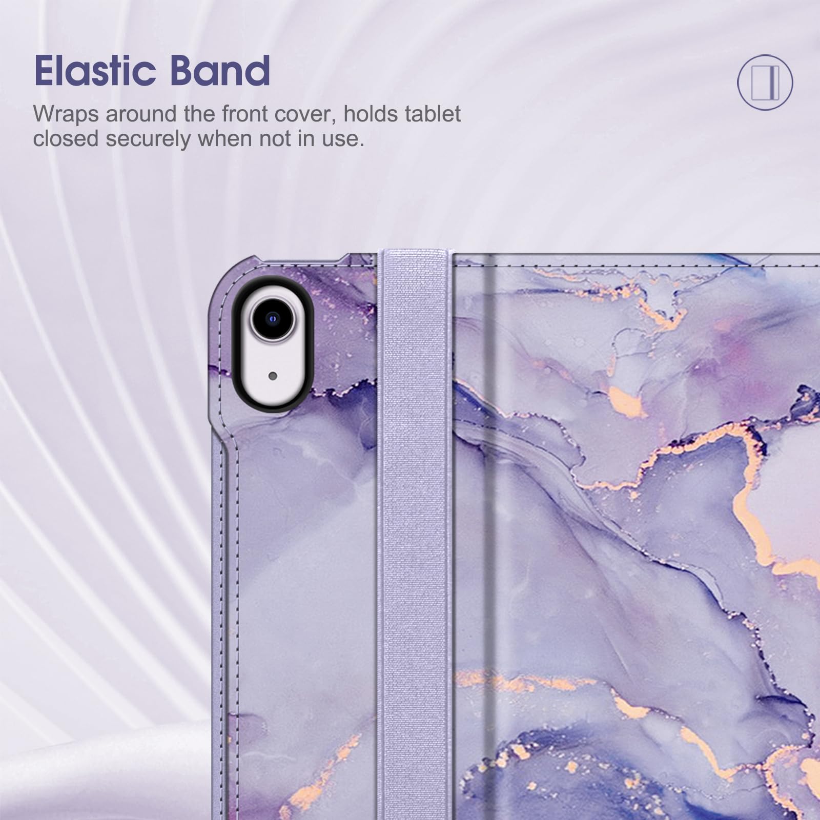 Fintie Funda para iPad Air de 13 Pulgadas (M3) 2025 / (M2) 2024, Funda Protectora de visualización multiángulo con Soporte para lápices y Bolsillo, Apagado y Encendido automático, mármol Lila