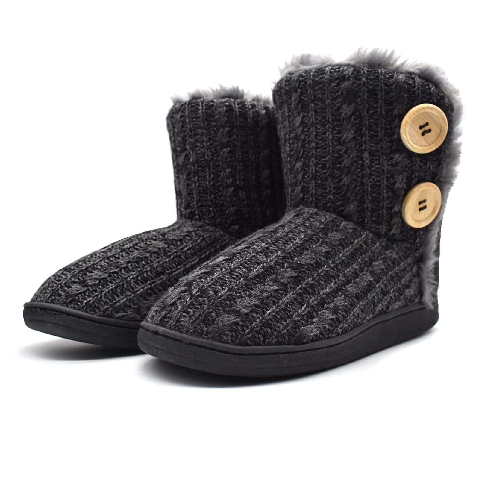 Ubuy Faux Fur Boot Slippers Womens Slippers Black Fluffy Slipper