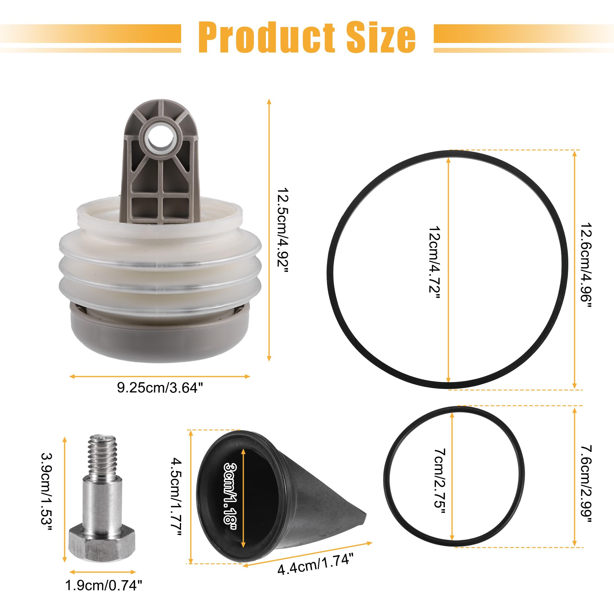 X AUTOHAUX Kit De Fuelles De Bomba Para Dometic/Sealand Vg Y Vht 1 Kit | Negro, Blanco, Gris, Goma, Metal, Plástico, 12.5X9.8Cm, 4 Válvula Pico De Pato, 1 Bomba, 1 Tornillos, 2 Kit Anillos En O