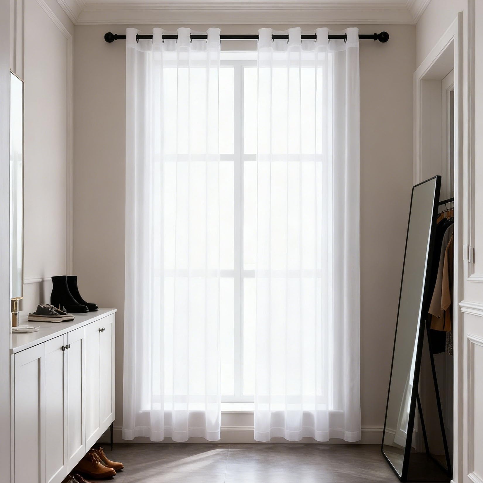 Rideaux transparents de salon blanc et voilage élégant 231x197 cm