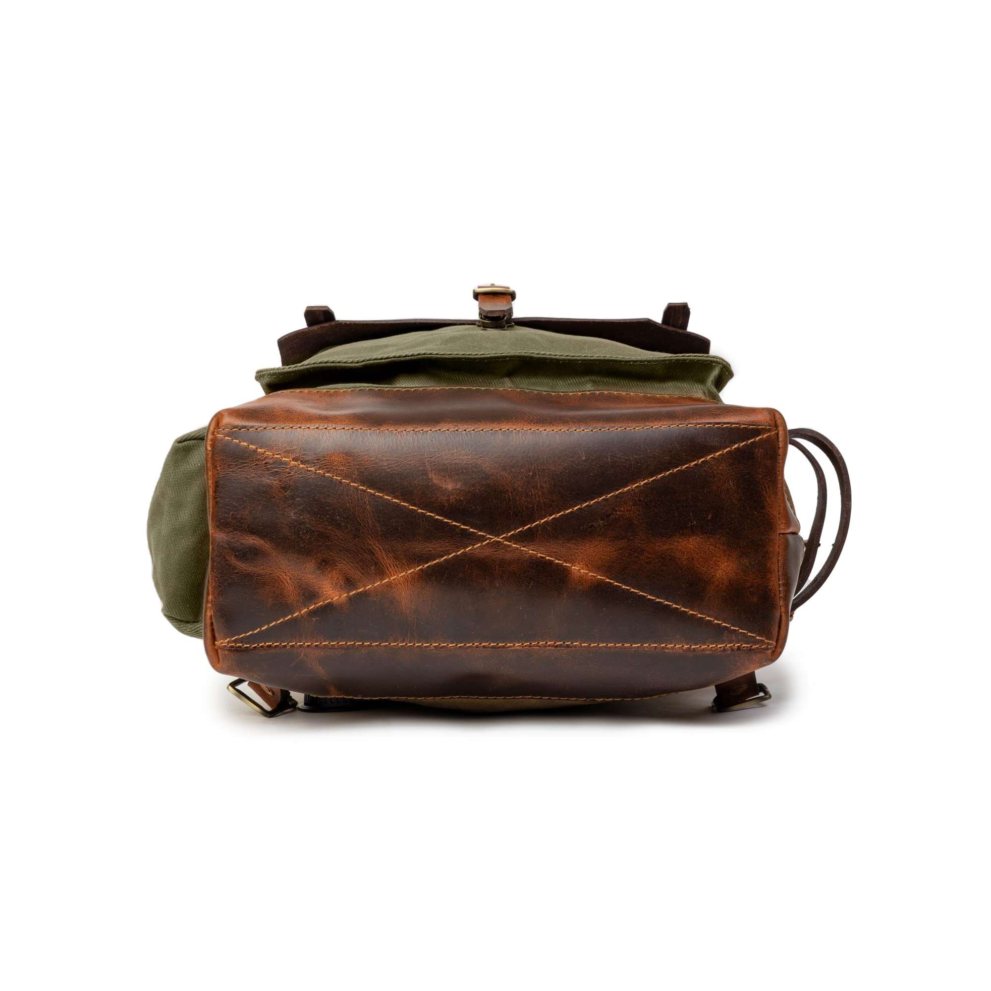 DRAKENSBERG Rolltop Rucksack 'Adam' aus gewachstem Canvas mit Leder, wasserabweisend - handwerkliche Perfektion, bis 30L - Wald-Grün, DR00627