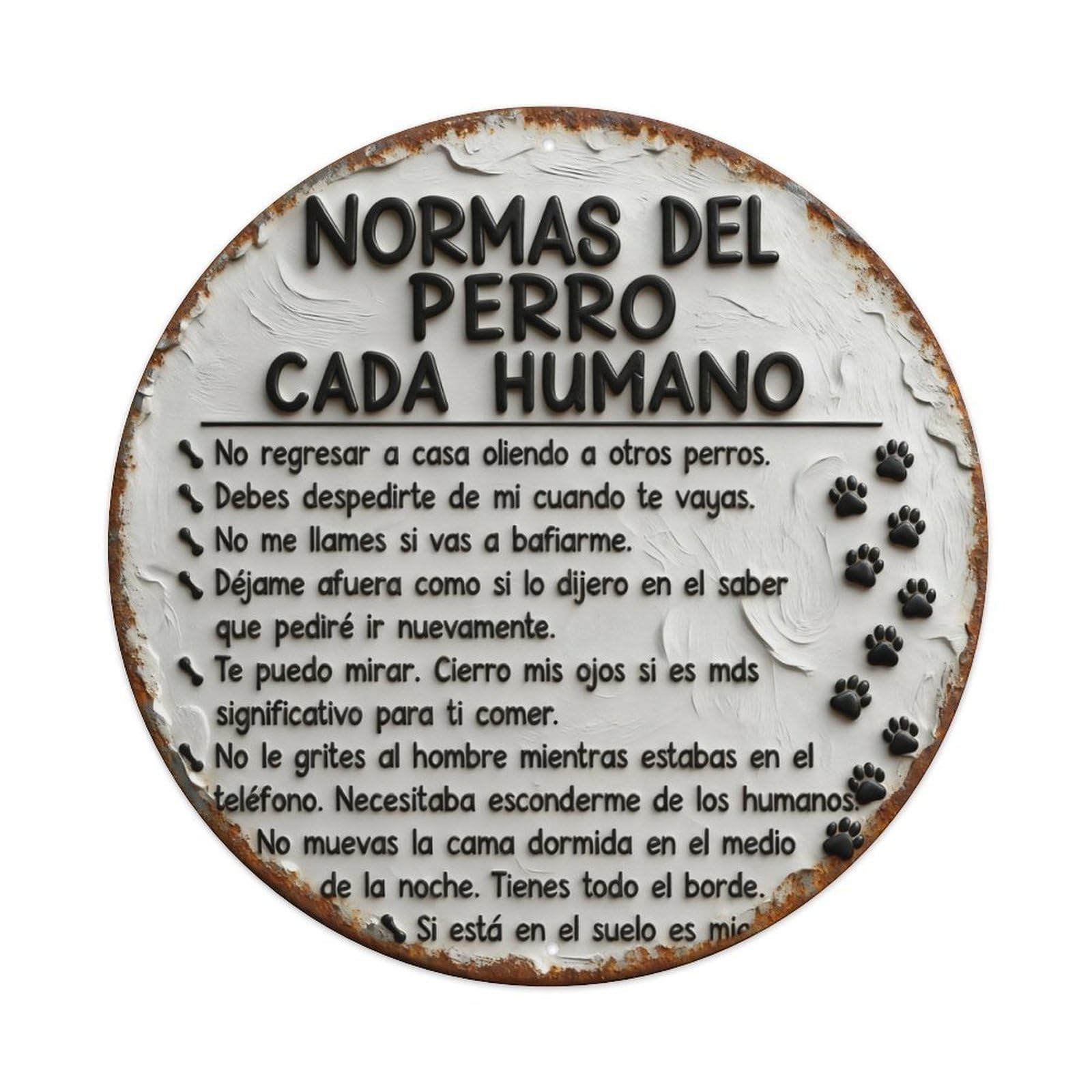 Zlatcbu Vintage Dog Rules For Every Human Metal Tin Sign Retro Wall Art Poster, Decor For Home Living Room Bar Cafe Garage, 8X8 Inch