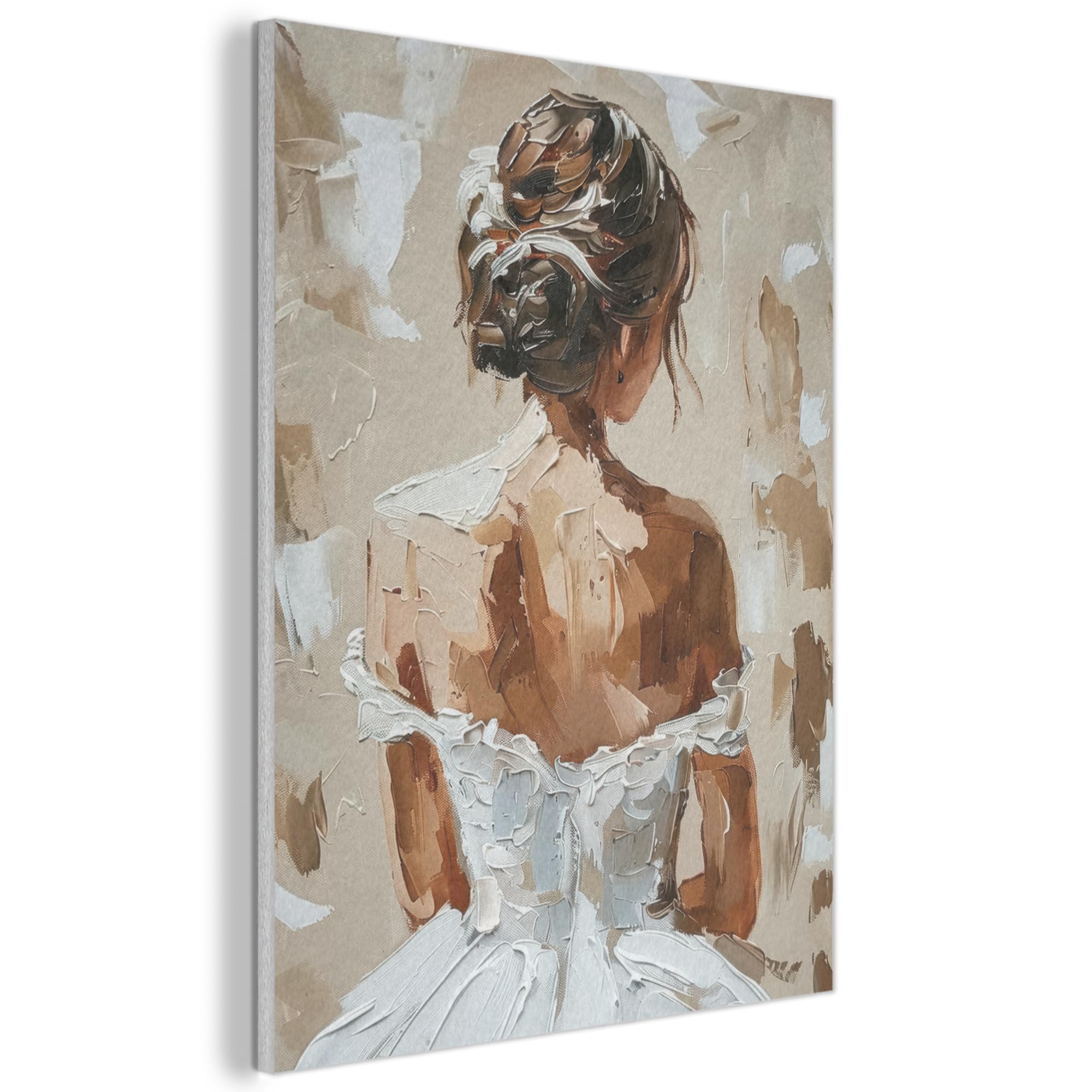 MuchoWow© Creazione Parete 60x80 cm Feltro Moderno Soggiorno Stanza Letto Quadro Cornice Salotto Donna - Vernice - Astratto - Beige - Moderno