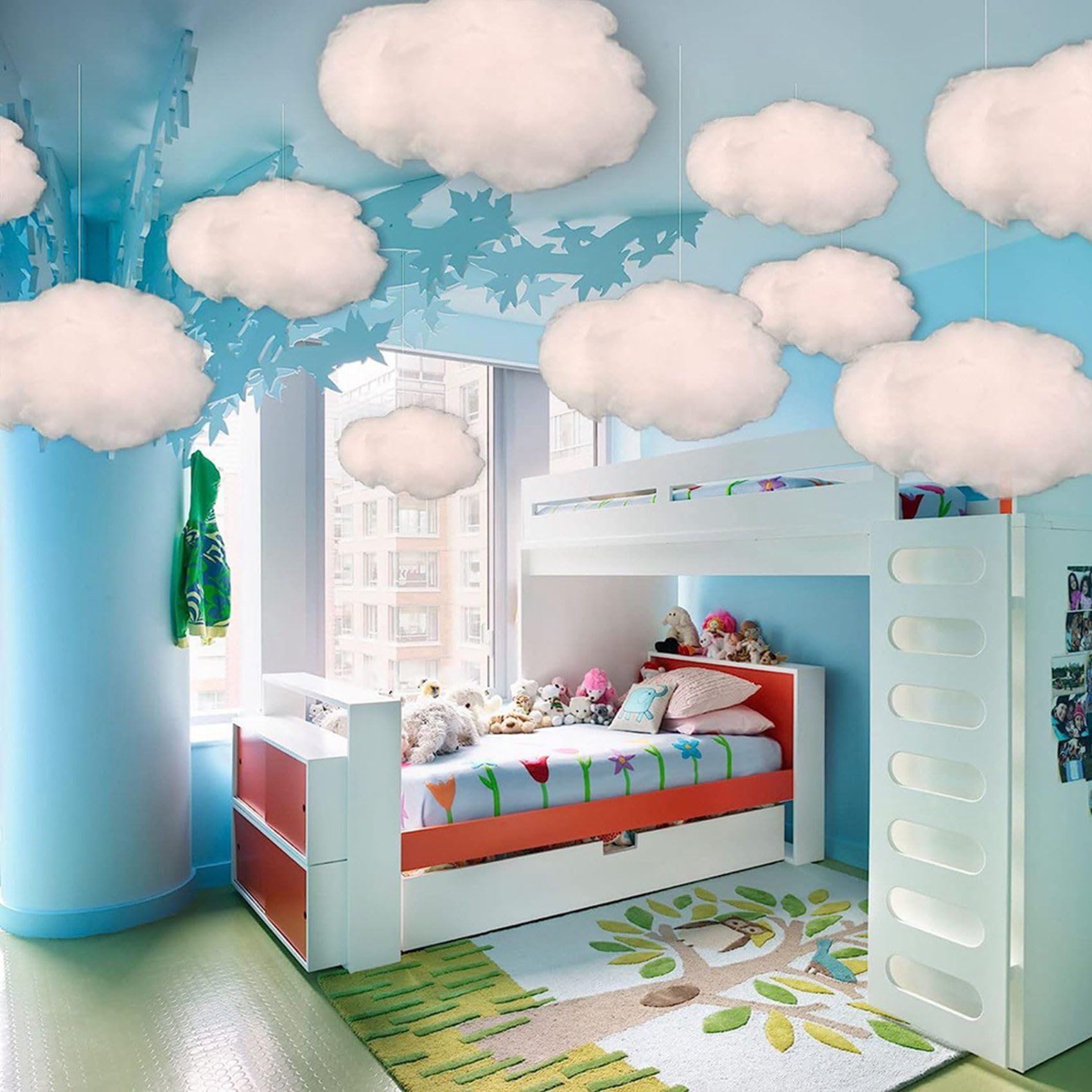 Decorazioni Un Forma di Nuvola da 27 Pezzi per Soffitto, Decorazione Un Forma di Nuvola Sospesa nel Simulazione di Cotone, Oggetti di Scena per Nuvole Artificiali 3D