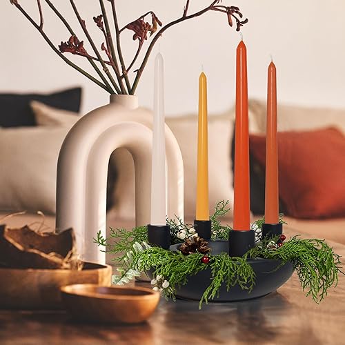 Miniatura 7 de Portavelas de cerámica con corona de Adviento con 4 asientos cónicos, soporte de vela negro para vacaciones, moderno, hogar, fiesta, cocina, isla,