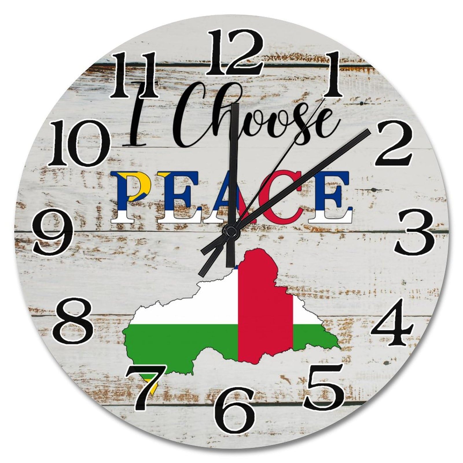 Horloge murale drapeau Centrafrique silencieuse pour salon 25,4 cm