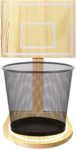 Basurero de baloncesto, basurero de baloncesto, aro de baloncesto de madera para el hogar, fiesta, oficina (papelera no incluida)
