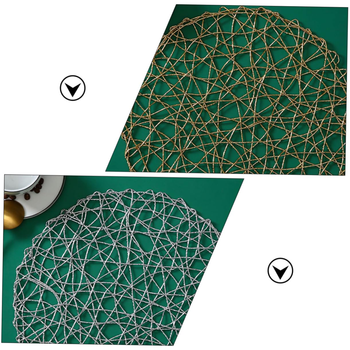 PRETYZOOM 3 Set Eleganti Tovagliette Rotonde Intrecciate in Fibra Di Carta Per Tavolo Da Pranzo 2 Pezzi * 3