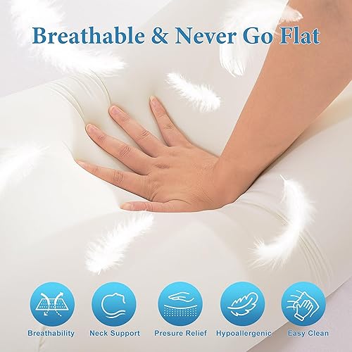 Miniatura 3 de Almohada de espuma viscoelástica de gel refrescante, almohadas de contorno cervical con diseño de doble altura para aliviar el dolor de cuello,