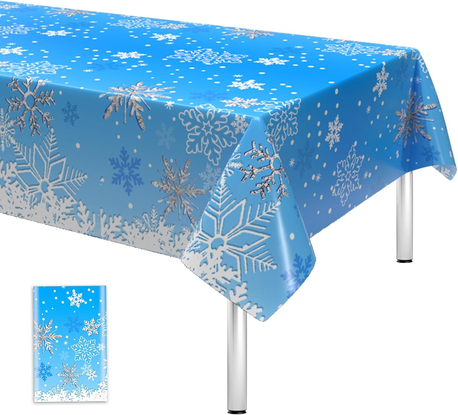 Snowflake Tablecloth Blue Christmas Table Cloth 51x87