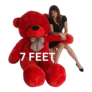 MOSU Huggable Cute Girls Long Teddy Bear 7 feet - 210 cm (Red)