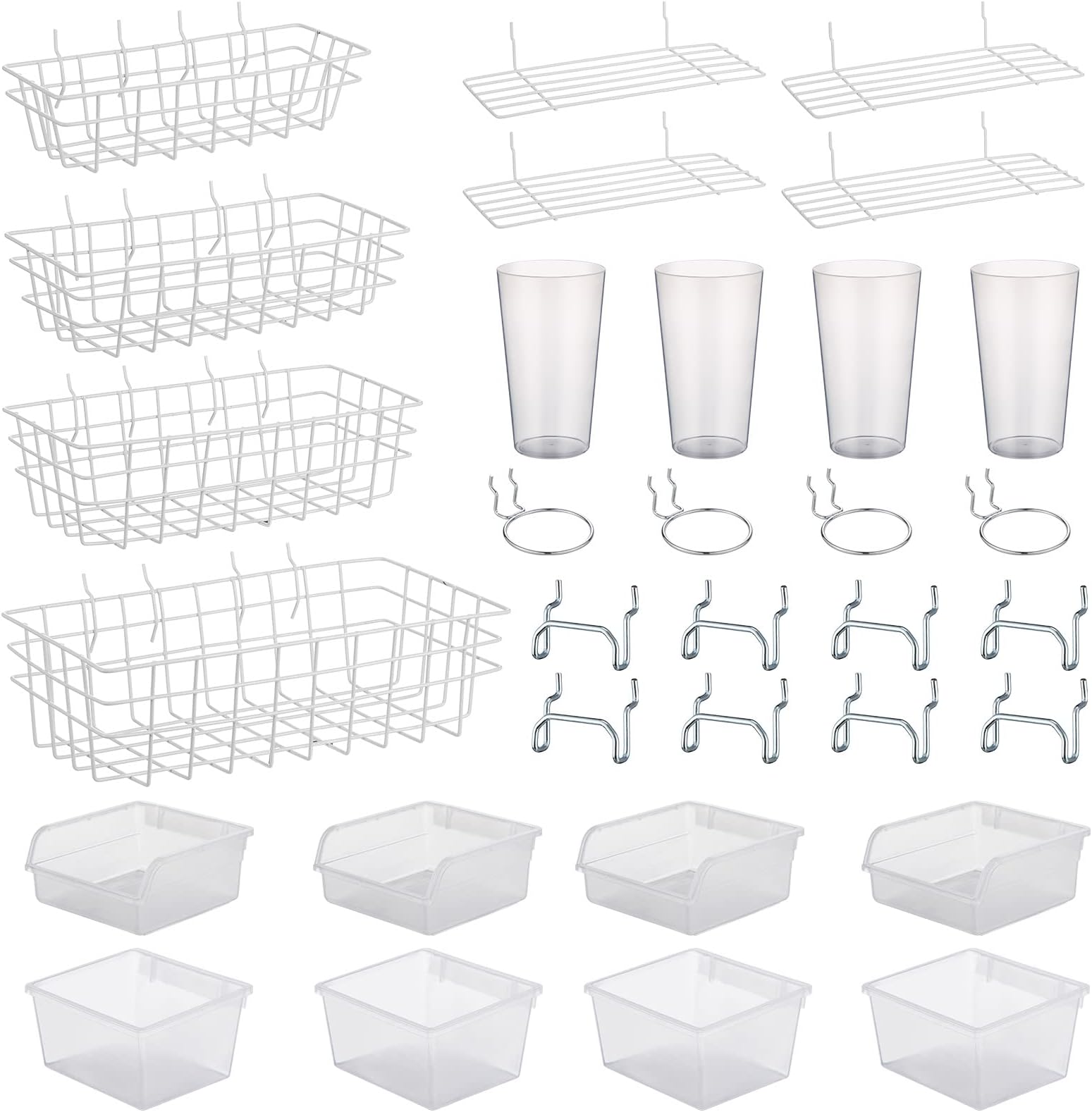 Amazon.com: 6 Pieces Pegboard Basket Organizer Pegboard Hook Peg Board ...