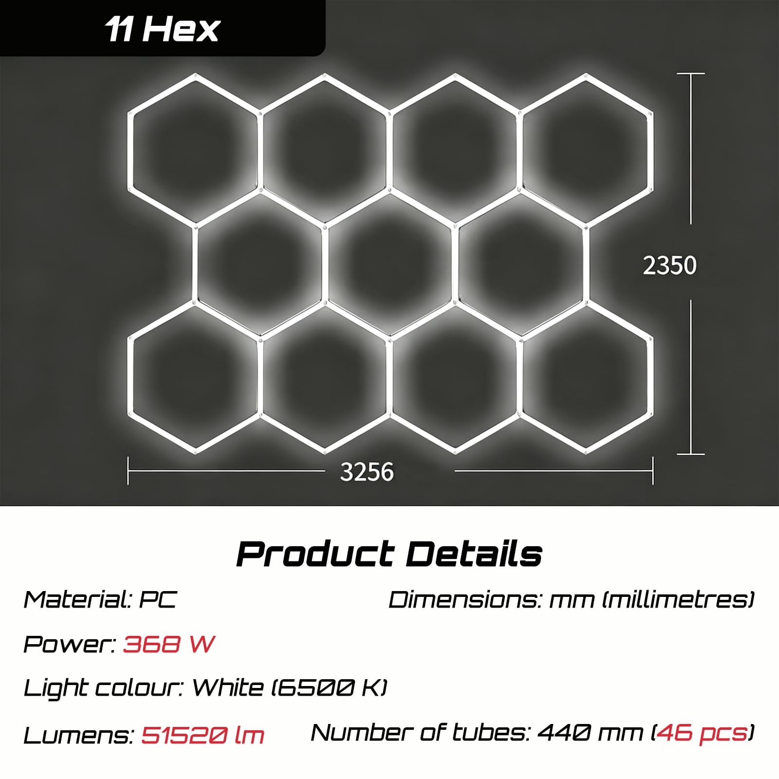 Plafonnier LED Hexagonal de Garage, Applique Murale Connectable