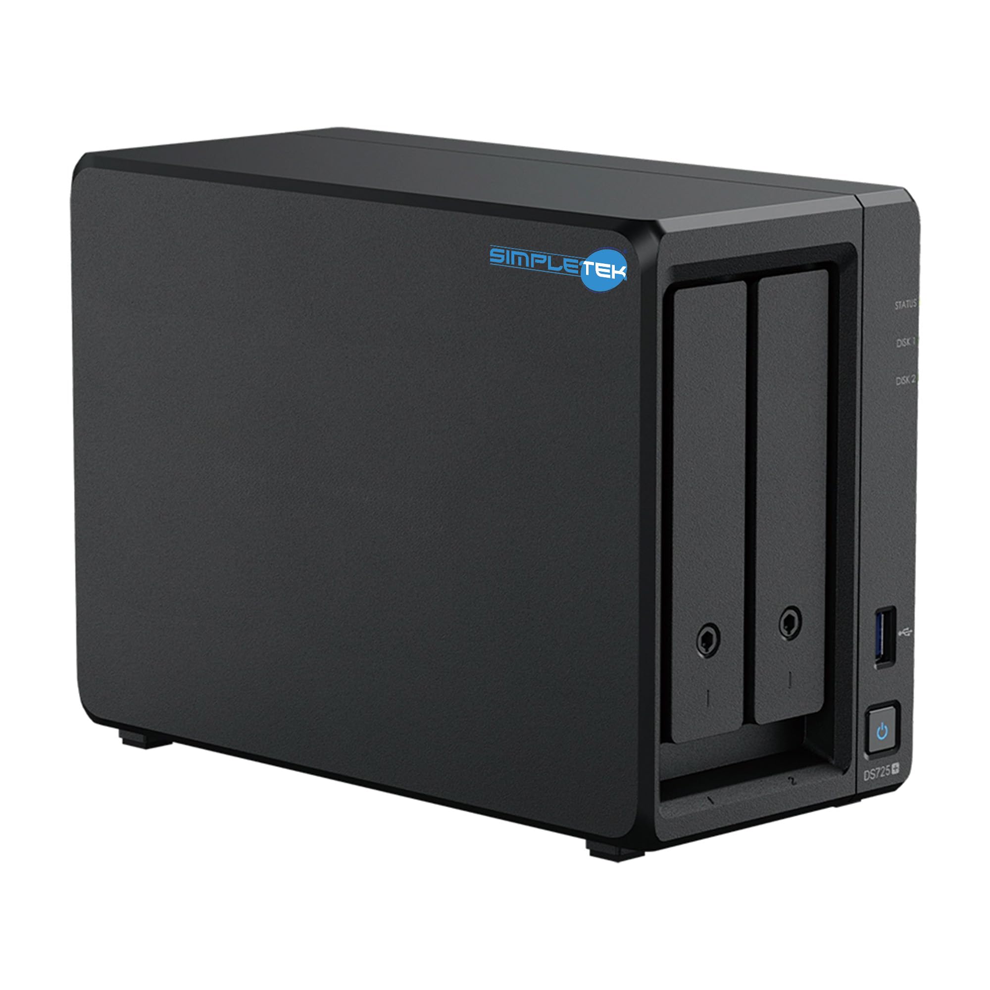 SIMPLETEK - Profesjonalny 2-komorowy serwer NAS - 4 GB RAM DDR4 ECC - w zestawie 2 x dysk twardy 10 TB - 2 wbudowane gniazda M.2 NVMe - Port LAN 2,5 GbE
