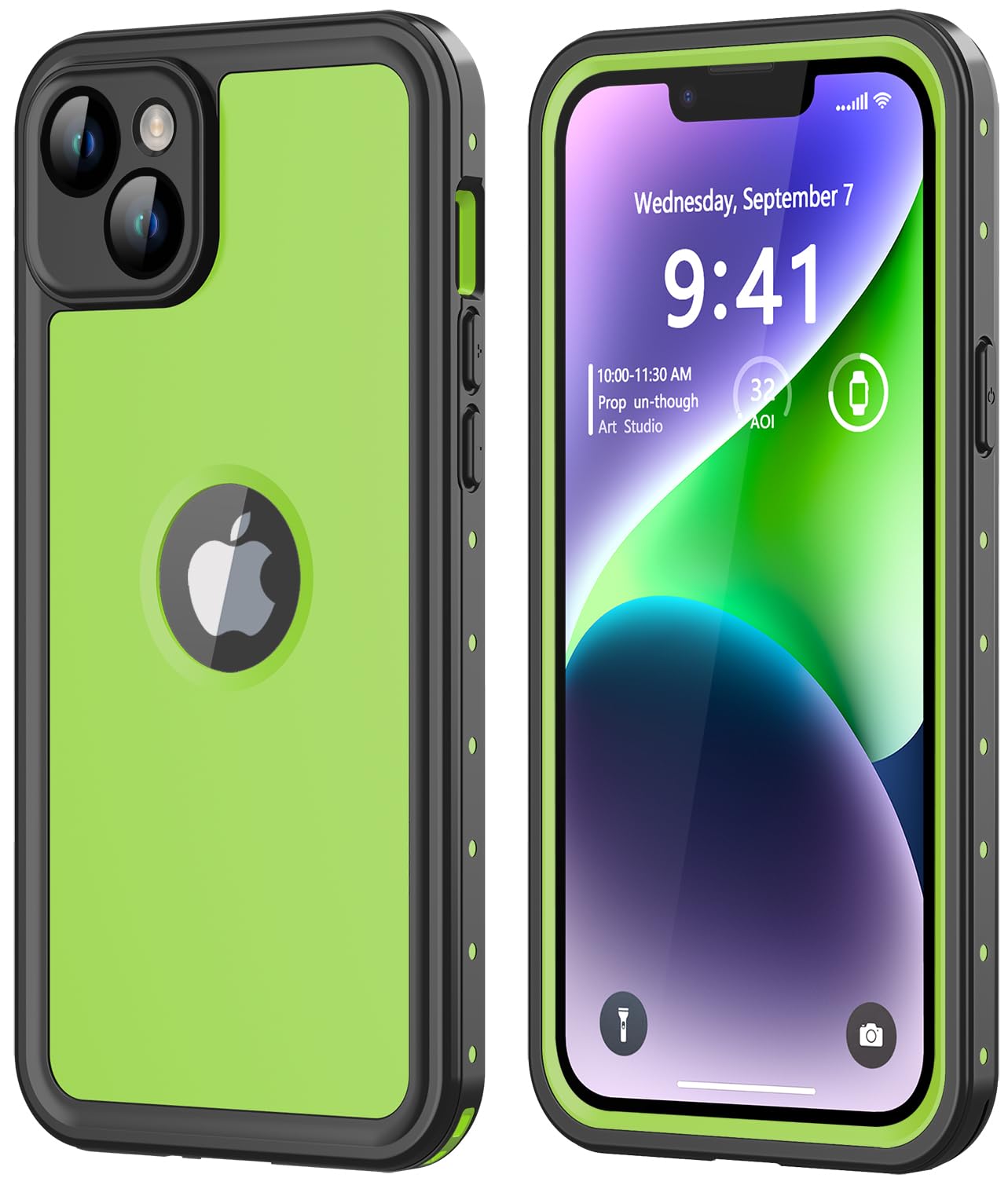 for iPhone 14 Waterproof Case with Built-in Screen Protector, Shockproof Dustproof Full Body Protective IP68 Waterproof Phone Case for iPhone 14 6.1 inch (Green)