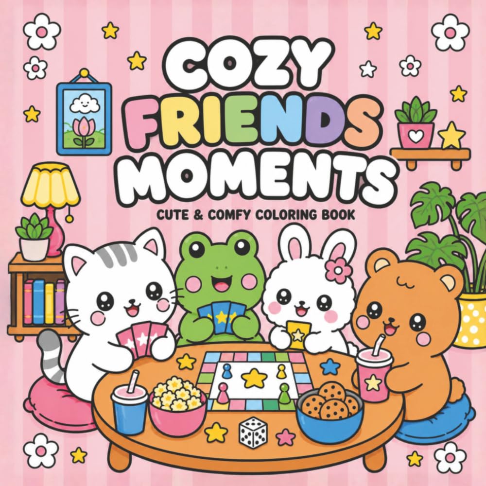 Cozy Friends Moments: Cute & Comfy Coloring Book Featuring Adorable Animal Friends, Cozy Seasons, and Sweet Everyday Adventures for Kids and Animal Lovers