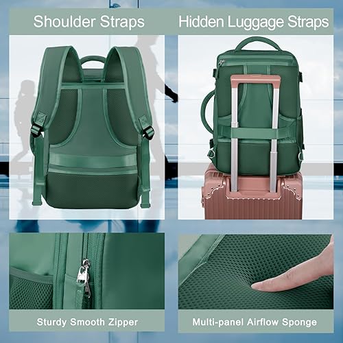 Miniatura 6 de Hanples Mochila grande de viaje para laptop, Verde, Mochilas de viaje