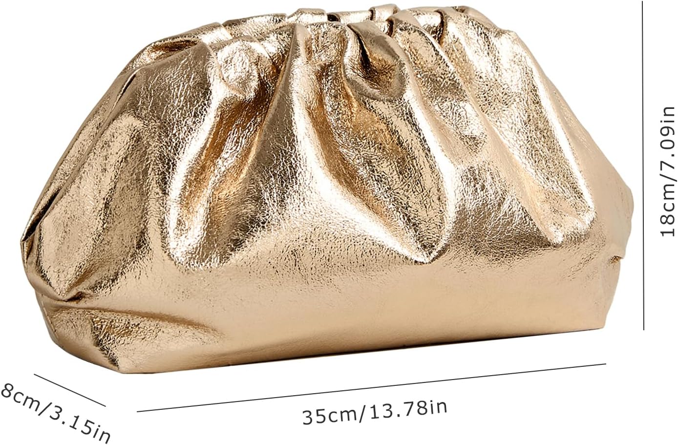 PHILOMENA Dressy Vegan Leather Clutch Purse for Women, Soft Pleated PU Evening Purse for Weddings, Proms - Image 3