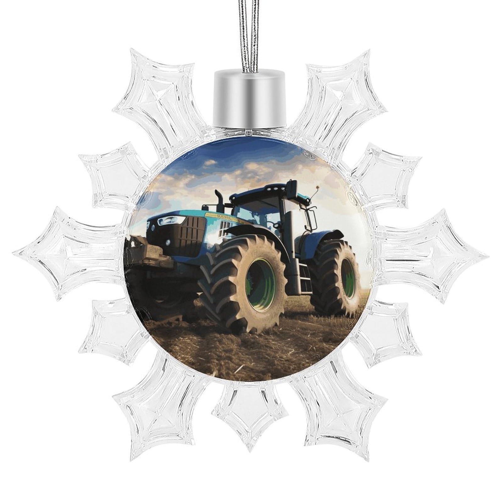 Farm Tractor Snowflake Ornaments Cute Snowflake Pendant Exquisite Christmas Tree Ornaments for Christmas Weddings New Year Birthday Holiday Celebration
