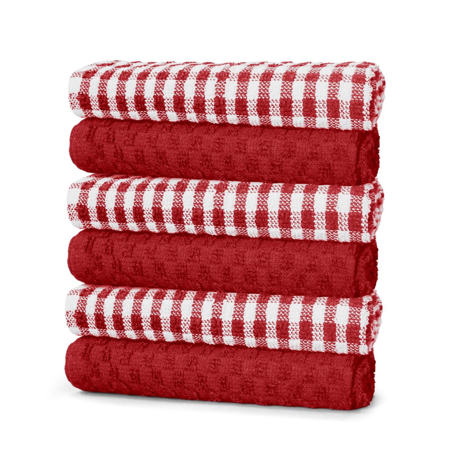 ZZZMRH 100% cotton pack of 6 Red tea towels, Super Absorbent Dish Towels - Soft Hand towels for Kitchen & Dish towels for drying dishes — image 1