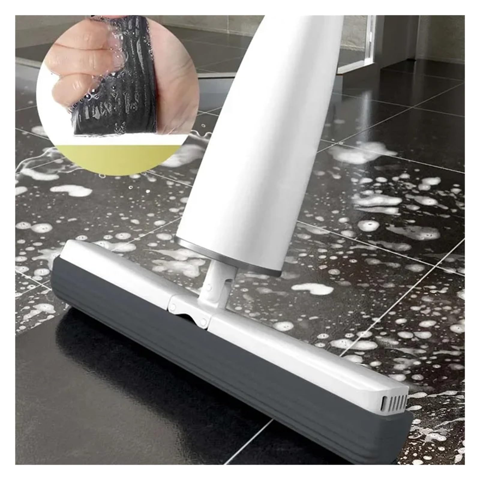 Fregona automática autoescurrible con Cabezales de Esponja de PVA, Lavado a Mano Gratuito, autoescurrible for la Limpieza del Suelo del Dormitorio.(Mop with 2 Head)