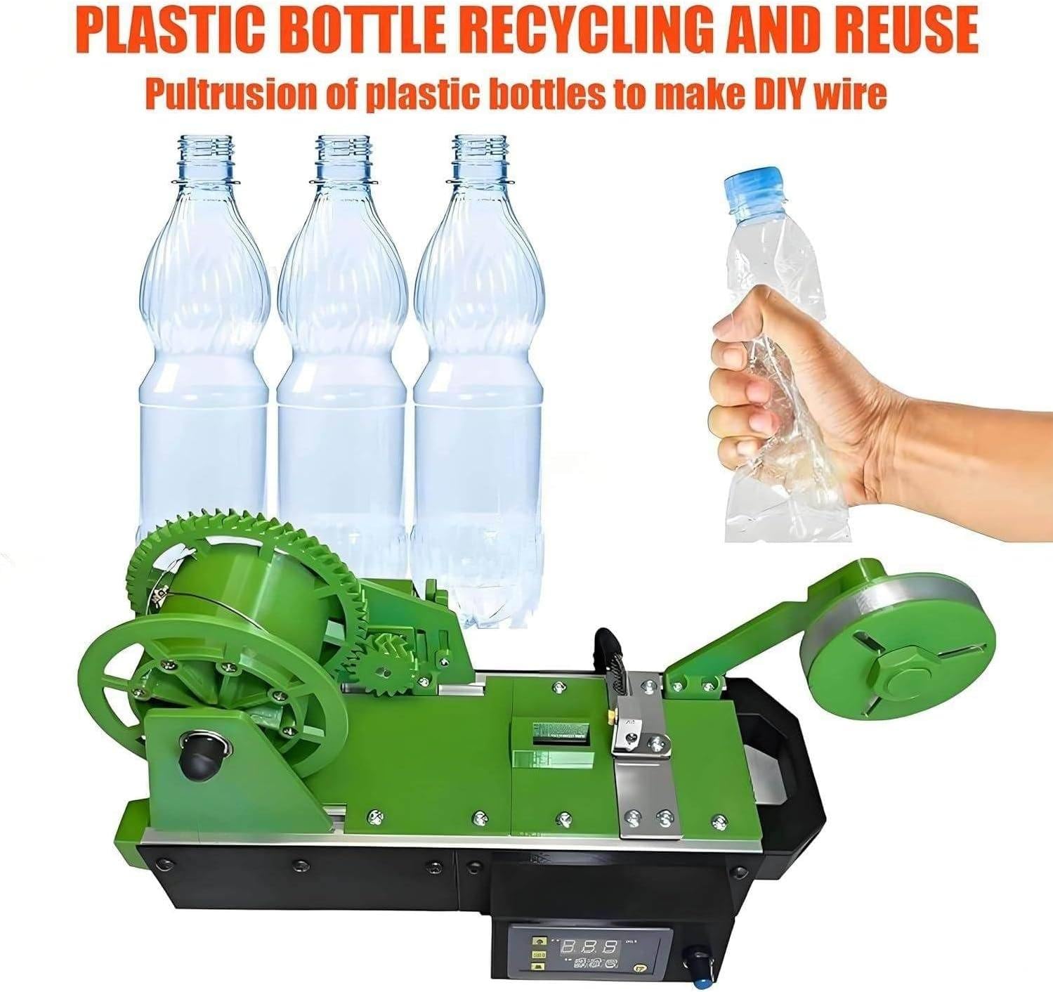 Filamento pultruido para botellas de plástico, fabricante de filamentos de PET reciclado 3D, pantalla digital de temperatura, para fabricación de alambre, bobinado de alambre y trefilado Green