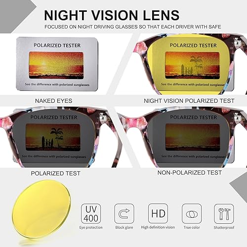 Miniatura 6 de HAOLOTA Gafas de conducción de visión nocturna polarizadas HD amarillas tintadas antideslumbrantes para hombres y mujeres